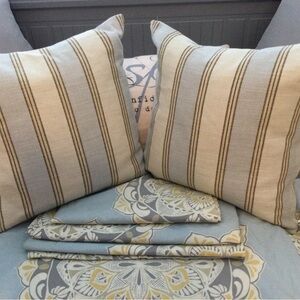 Striped Cream and Brown Home Bedding Pillows